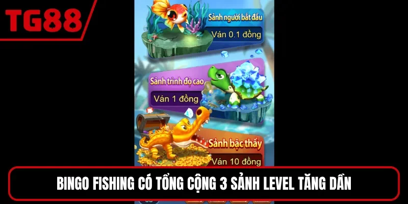Bingo Fishing có tổng cộng 3 sảnh level tăng dần