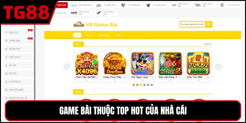 Game bài thuộc top hot của nhà cái