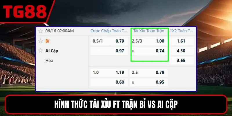 Hình thức Tài Xỉu FT trận Bỉ vs Ai Cập