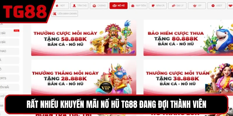 Rất nhiều khuyến mãi nổ hũ TG88 đang đợi thành viên