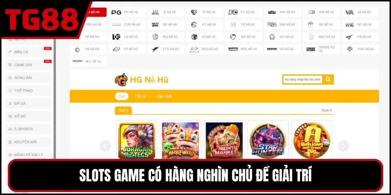 Slots game có hàng nghìn chủ đề giải trí